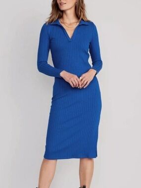 Royal blue knit polo dress